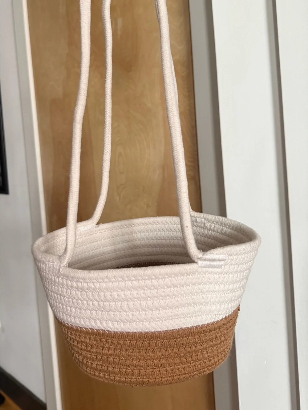 Two-Tone Woven Basket - Cream and Brown